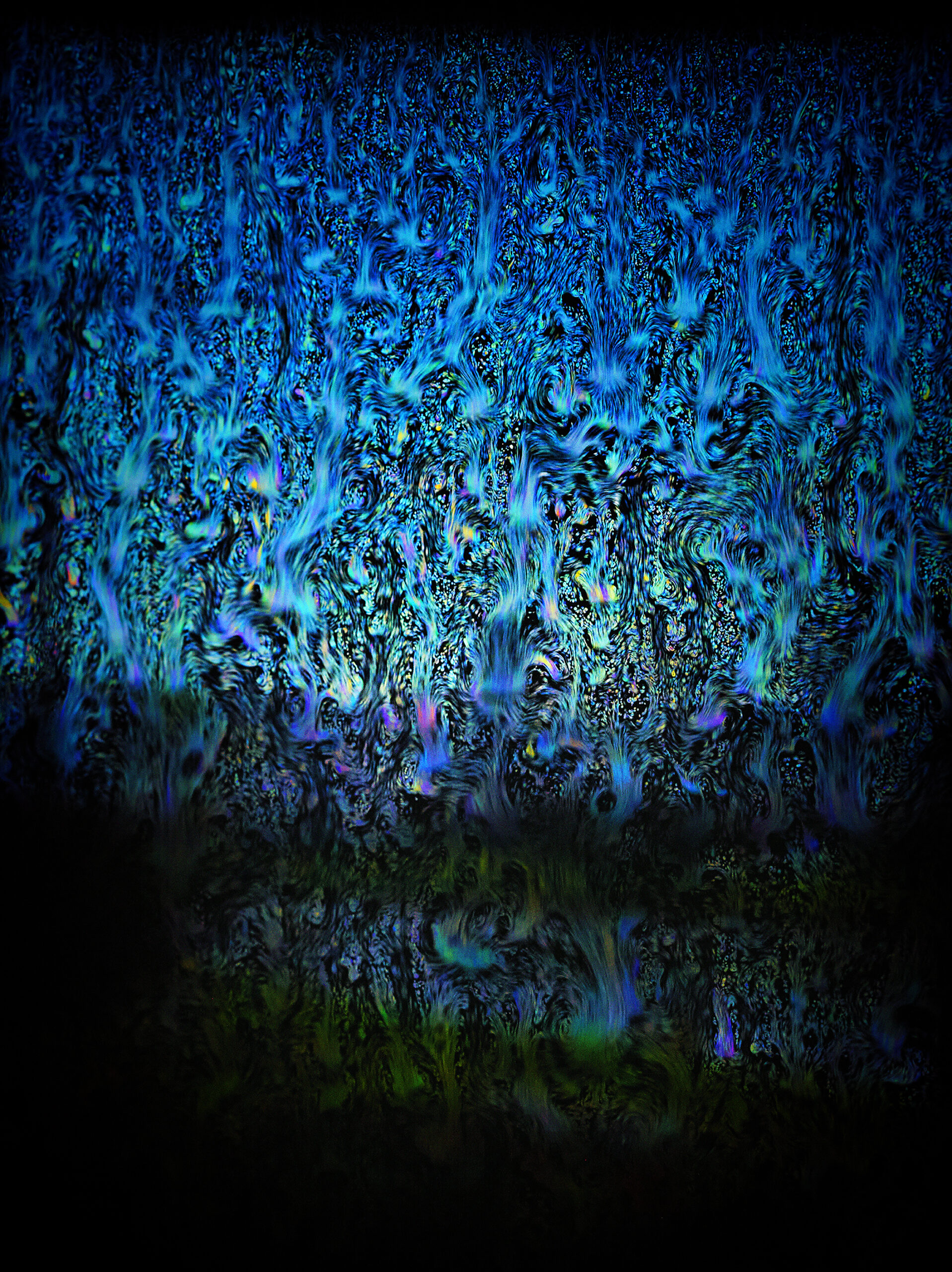 Fotografia de iridescências da película formada na bolha de sabão.
